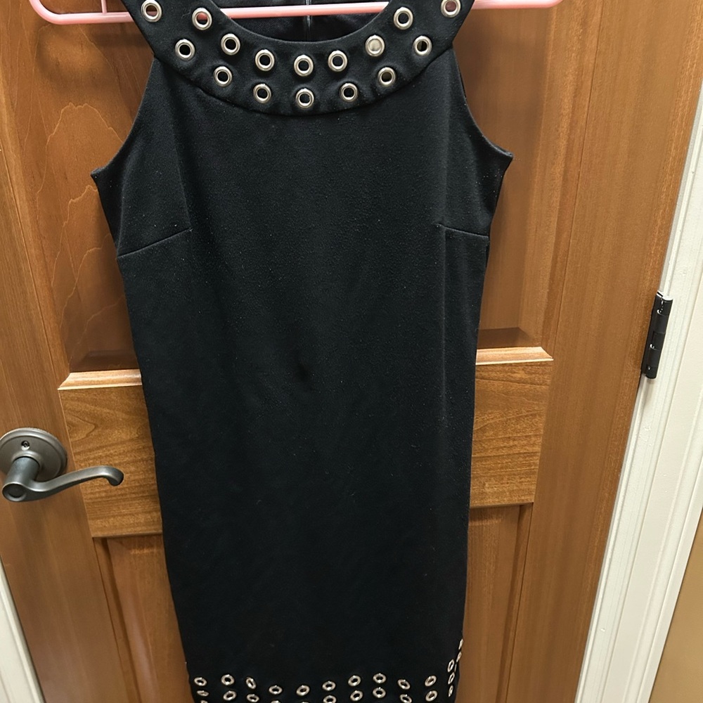 MICHAEL Michael Kors Black and Silver Halter Sheath Mini Dress